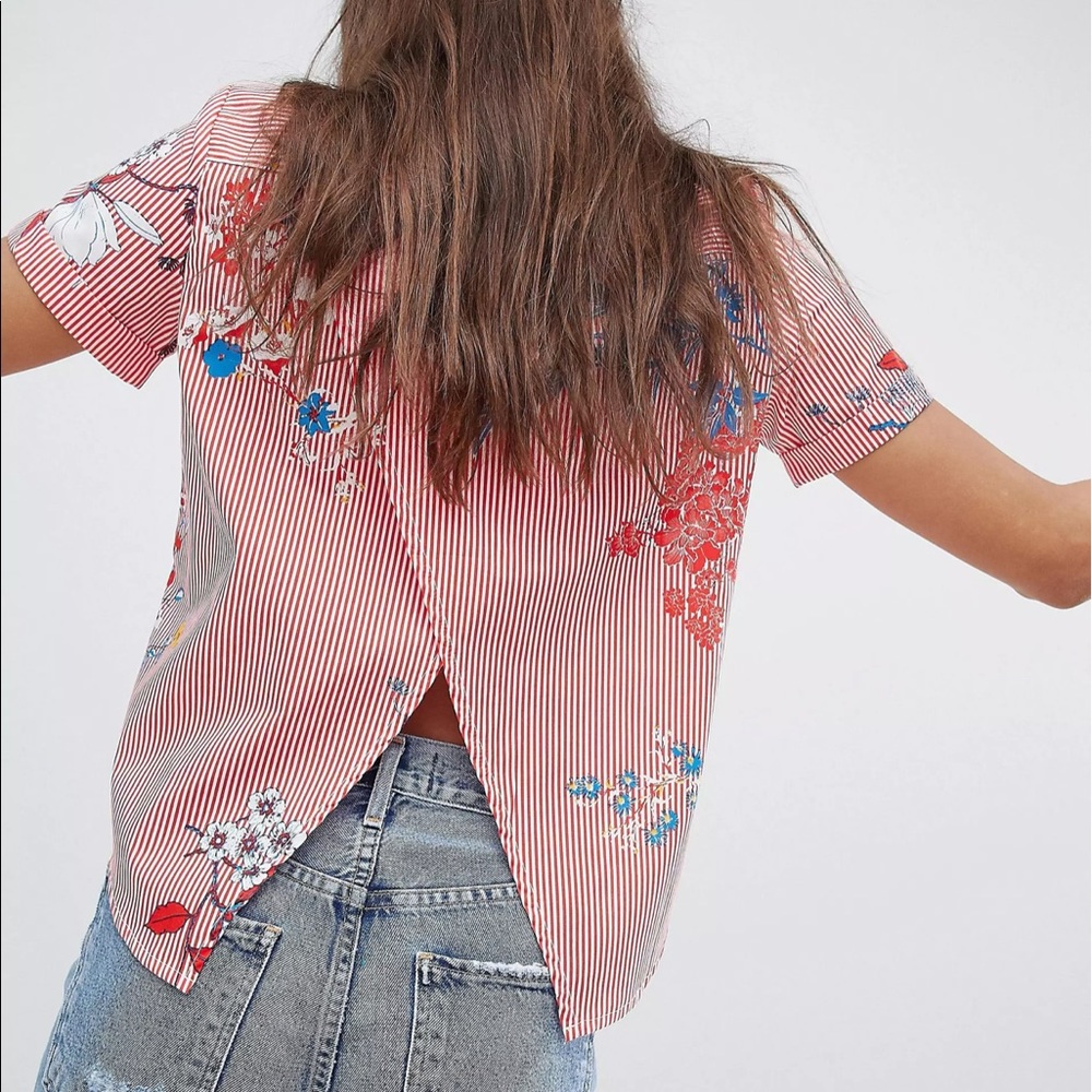 ASOS Noisy May Floral Printed Shirt Size Med